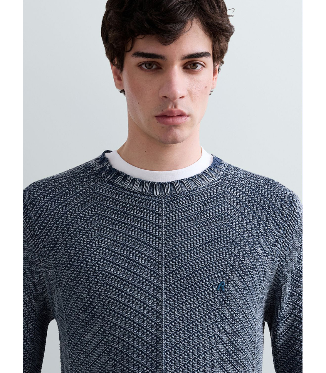 ダメージ加工コットンニット 詳細画像 ブルー 5